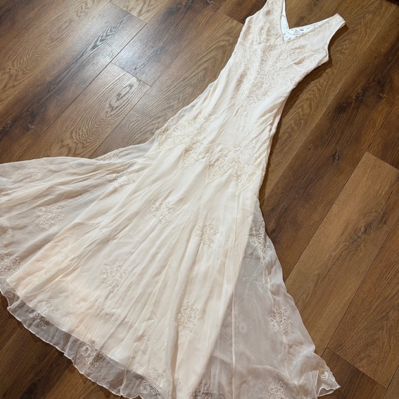 Vintage 100% Silk Beaded Dress Vintage Wedding Dress Vintage Silk Beaded Wedding - Picture 12 of 17